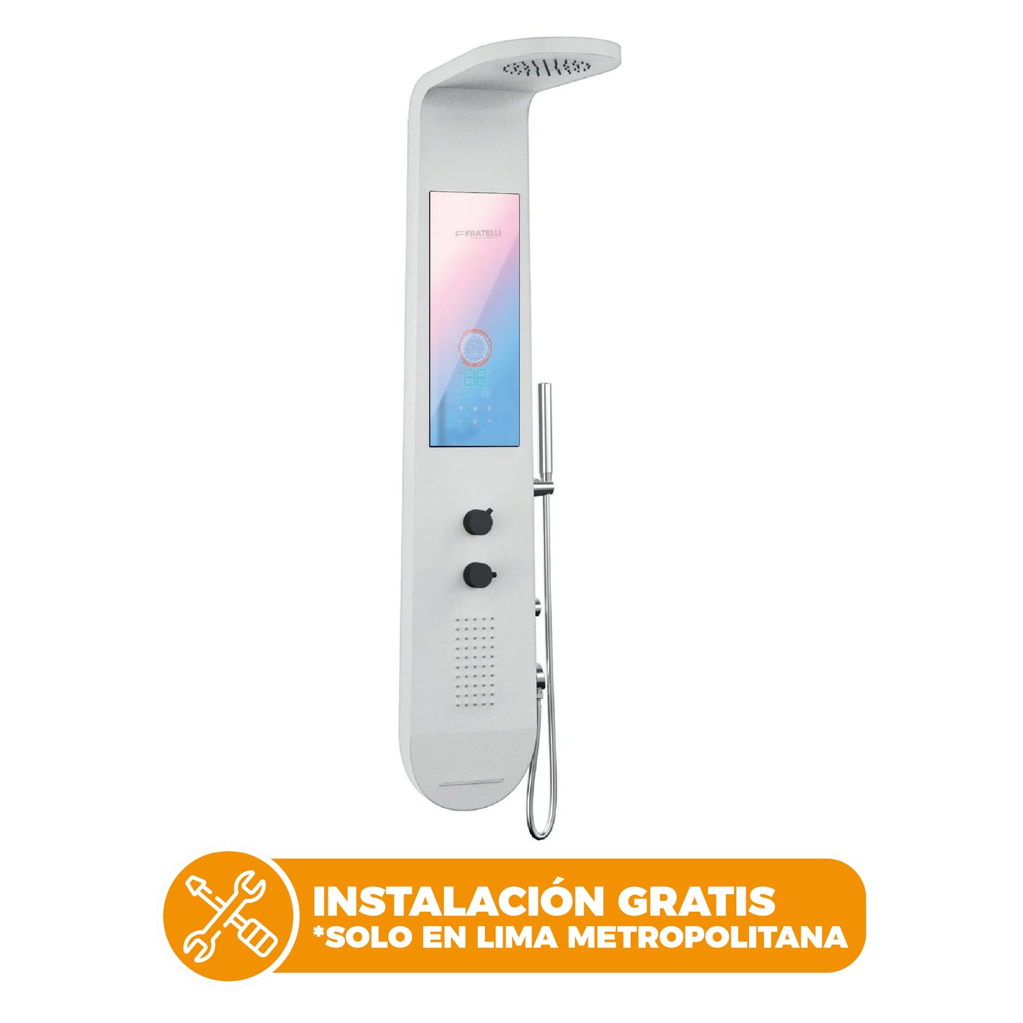 PANEL DE DUCHA CALENTADOR INTELIGENTE SERIES C/4 FUNCIONES -HC06 SUS 304 BLANCO - FRATELLI SIGNATURE