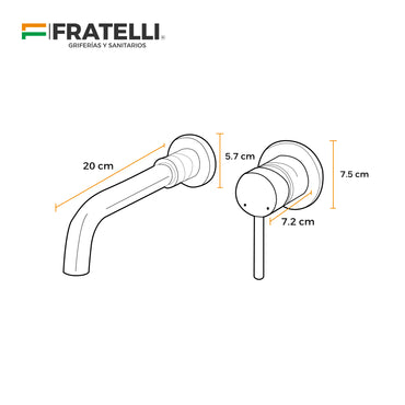 Mezcladora Monoc.P/Bowl Pared Cataleya Bronce Cromado - Fratelli Premium