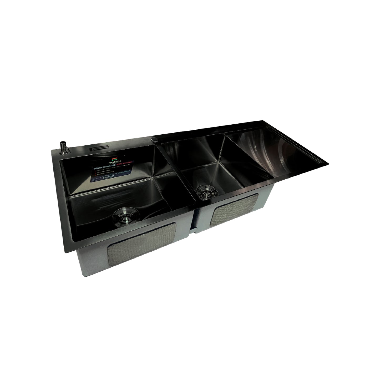 Lavadero Acero Inox. P/Marmol Doble Poza C/Porta cuchillo Black 120X50X23CM - Fratelli Signature
