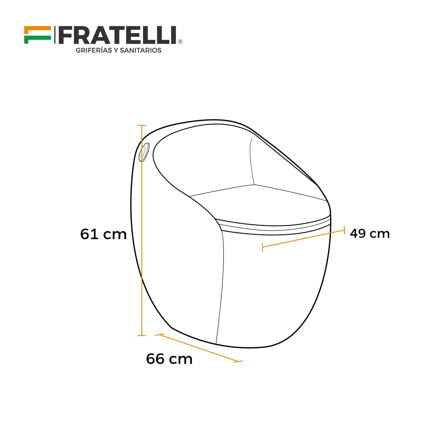 Inodoro One Piece Florida + Tapa Asiento Y Acces. Ovalado Blanco (660X490X610) - Fratelli Premium
