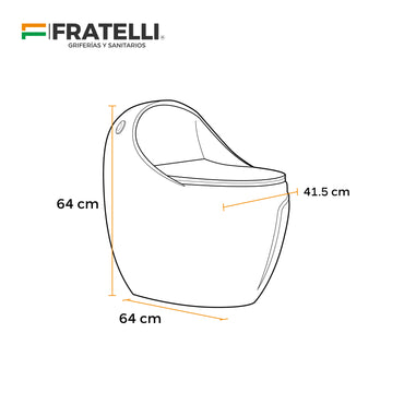 Inodoro One Piece Girasol + Tapa Asiento Y Acces. Ovalado Negro Y Linea Dorada (640X415X640) - Fratelli Premium