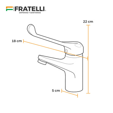 Mezcladora Monocomando P/Lavatorio-Aleta Hebel (Hospitalaria)-Fratelli