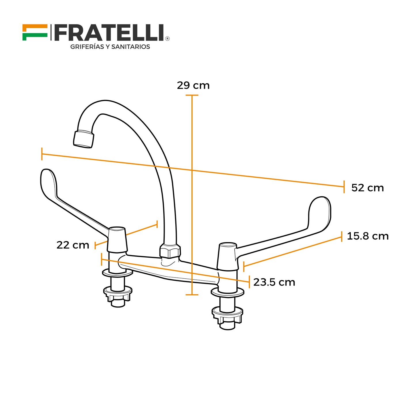 Mezcladora P/Cocina -Mueble Aleta Hebel (Hospitalaria)-Fratelli