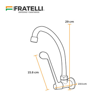 Llave P/Cocina-Pared Aleta Hebel (Hospitalaria)-Fratelli