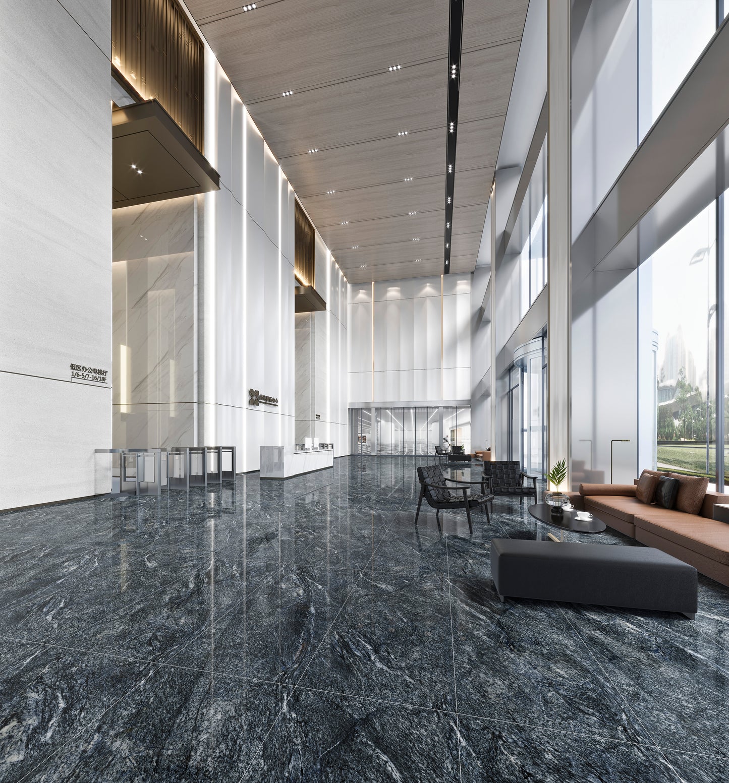 Porcelanato HPEBM157007 Gris oscuro Marmoleado