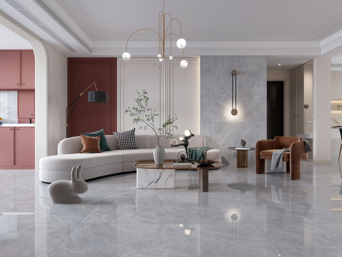 Porcelanato HPJ157002 Blanco Marmoleado