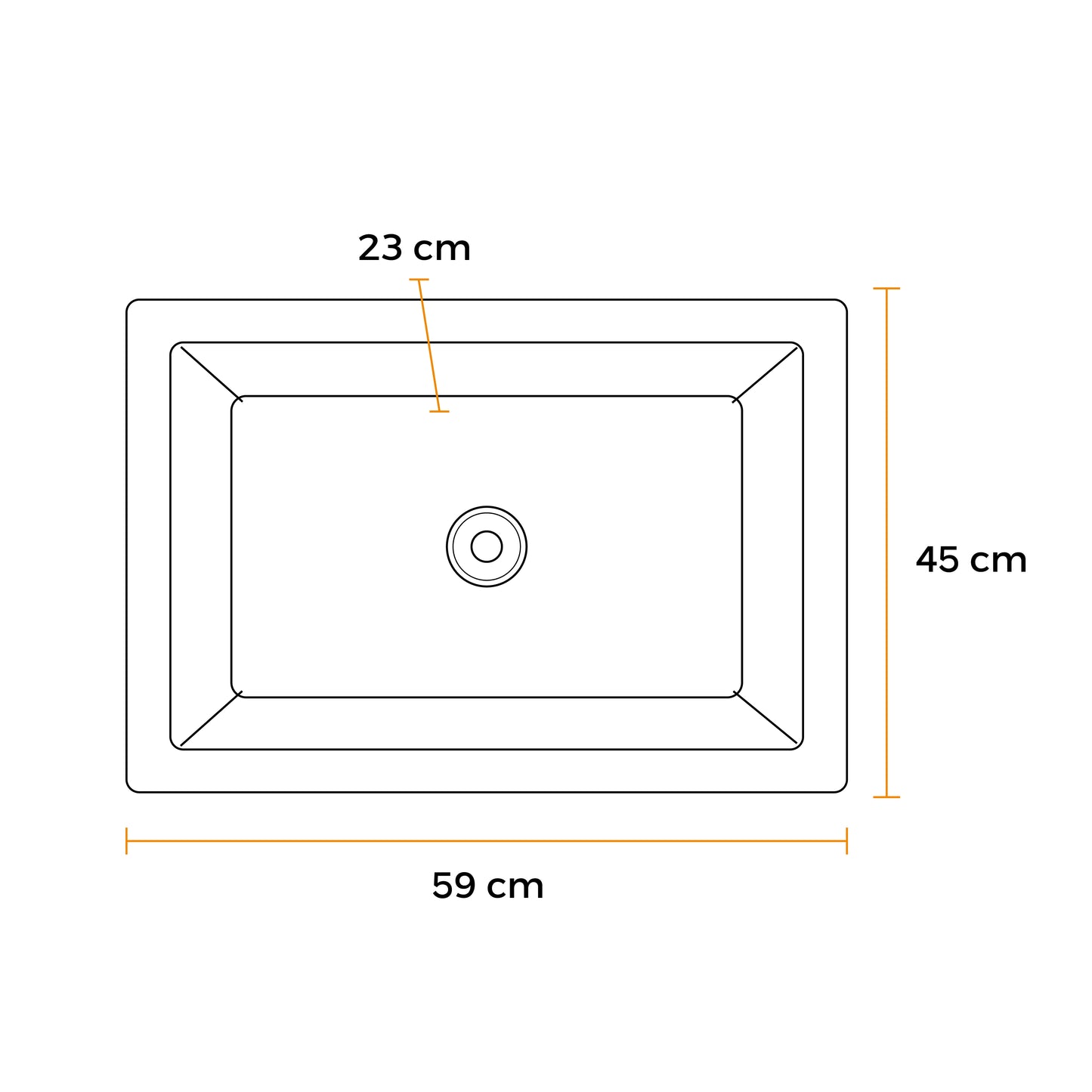 Lavadero Stainless P/Marmol Signature 59X45X23Cm- Fratelli