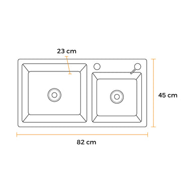 Lavadero P/ Marmol Doble Poza 82X45X23Cm Nano Black Infinity Premium - Fratelli