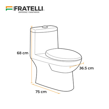 Inodoro One Piece Kioto + Tapa Asiento y Acces. HTD Blanco (680X365X750) - Fratelli Premium