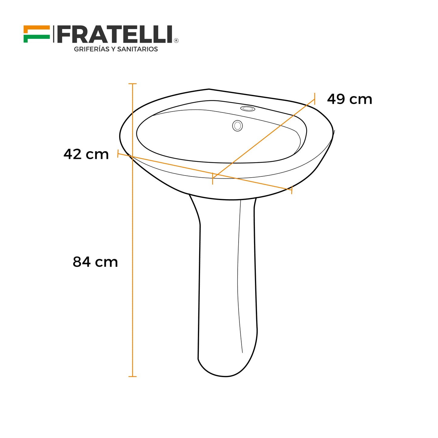 Lavatorio + Pedestal Selene Blanco (490X420X840) - Fratelli
