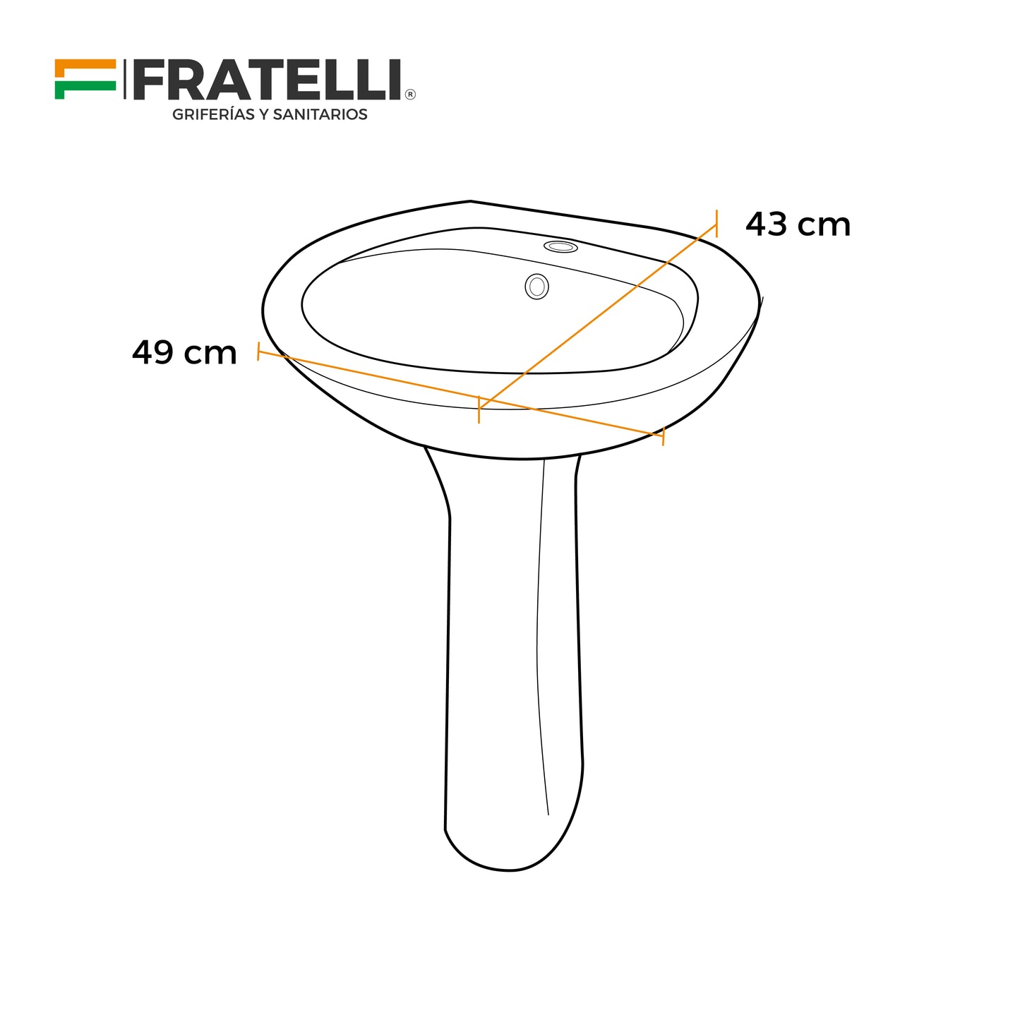 Lavatorio 20 "(49 X 43 ) + Pedestal 67 Bone Fratelli (2020)