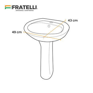 Lavatorio 20 "(49 X 43 ) + Pedestal 67 Bone Fratelli (2020)