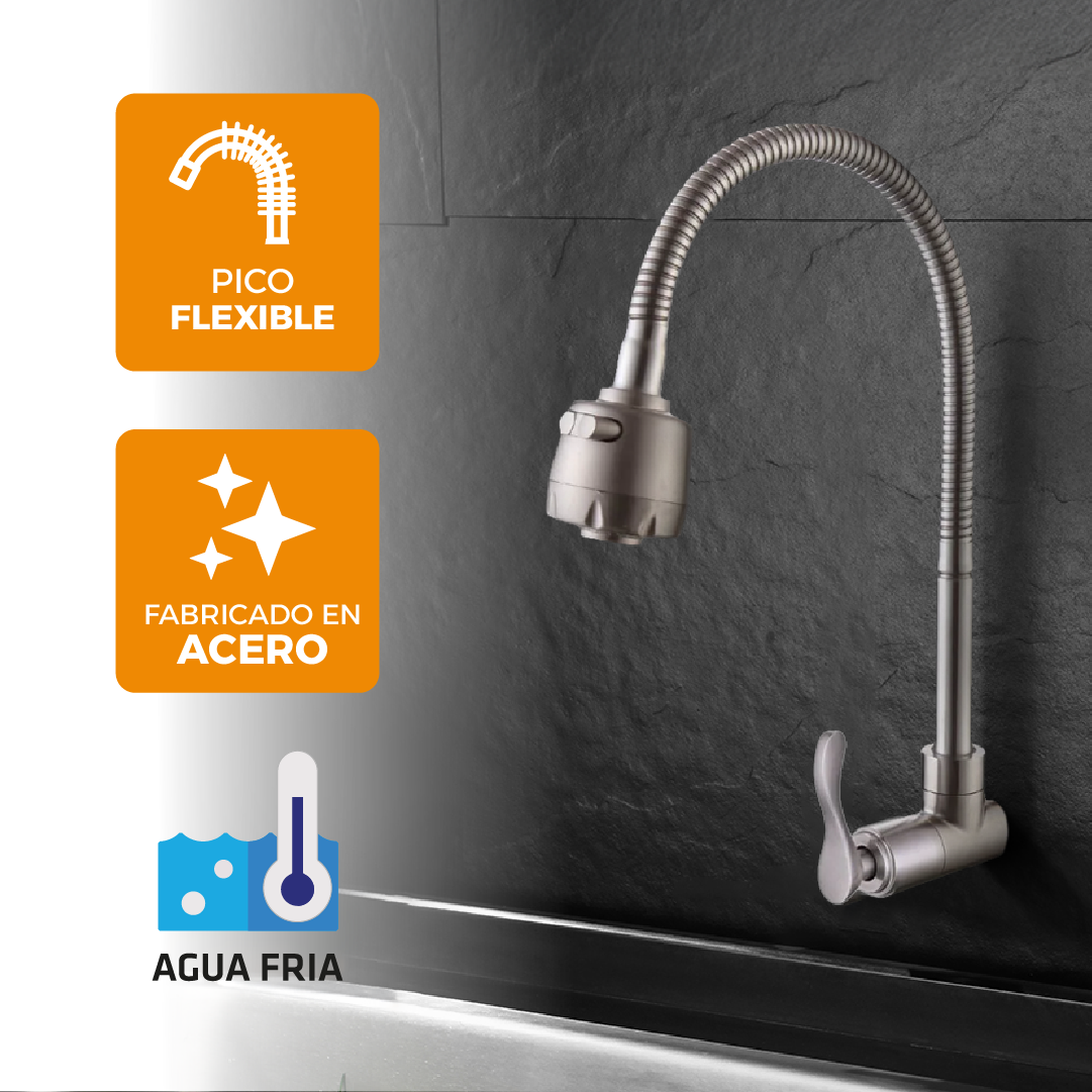 Llave P/Cocina A La Pared Sfna 7-P -Satinado -Fratelli