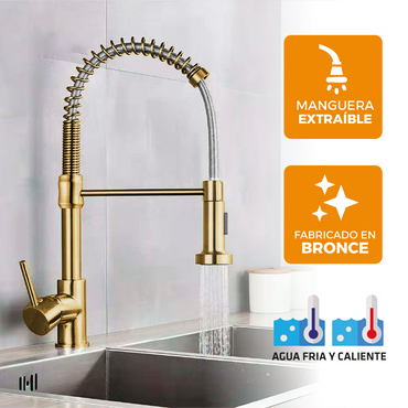 Mezcladora Monoc. P/Cocina Al Mueble Navarra-1 Bronce Gold - Fratelli Premium