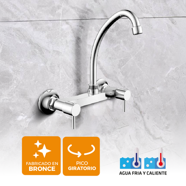 Mezcladora P/Cocina 8" Pared Tip.Ganzo -3012- New Style- Aleta2 Fratelli