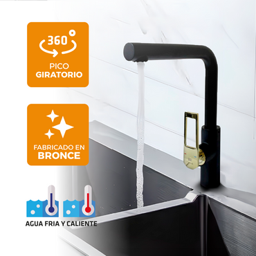 Mezcladora Monoc. P/Cocina Al Mueble SS Bronce Black & Gold - Fratelli Premium