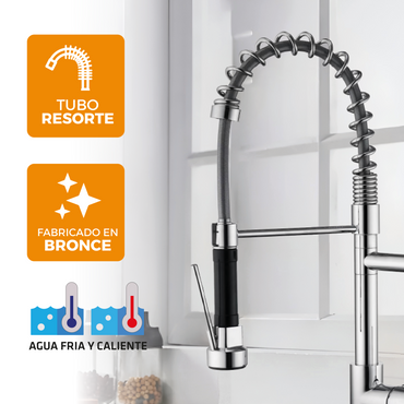 Mezcladora Monoc.P/Cocina Mueble Navarra-2 Bronce Cromado - Fratelli Premium