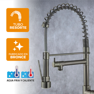 Mezcladora Monoc.P/Cocina Mueble Navarra-2 Bronce Gun Grey- Fratelli Premium