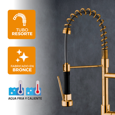 Mezcladora Monoc.P/Cocina Mueble Navarra-2 Bronce Gold - Fratelli Premium