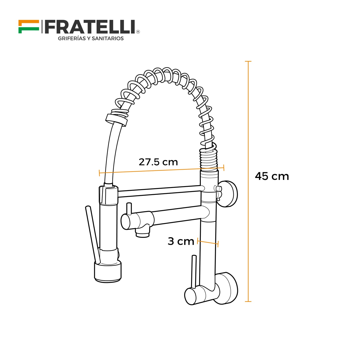 Llave P/Cocina Pared Navarra-2 Bronce Gold - Fratelli Premium