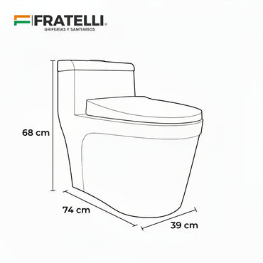 INODORO ONE PIECE + TAPA ASIENTO Y ACCES. MINIMALISTA BONE 2395 (755X390X680) FRATELLI PREMIUM
