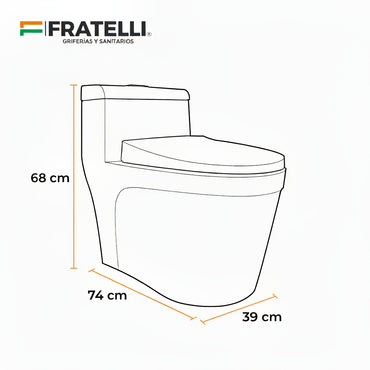 INODORO ONE PIECE + TAPA ASIENTO Y ACCES. MINIMALISTA BLANCO 2395 (74X39X68) FRATELLI