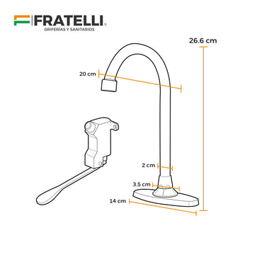 Llave P/Cocina-Mueble C/Pedal (Hospitalaria)-Fratelli