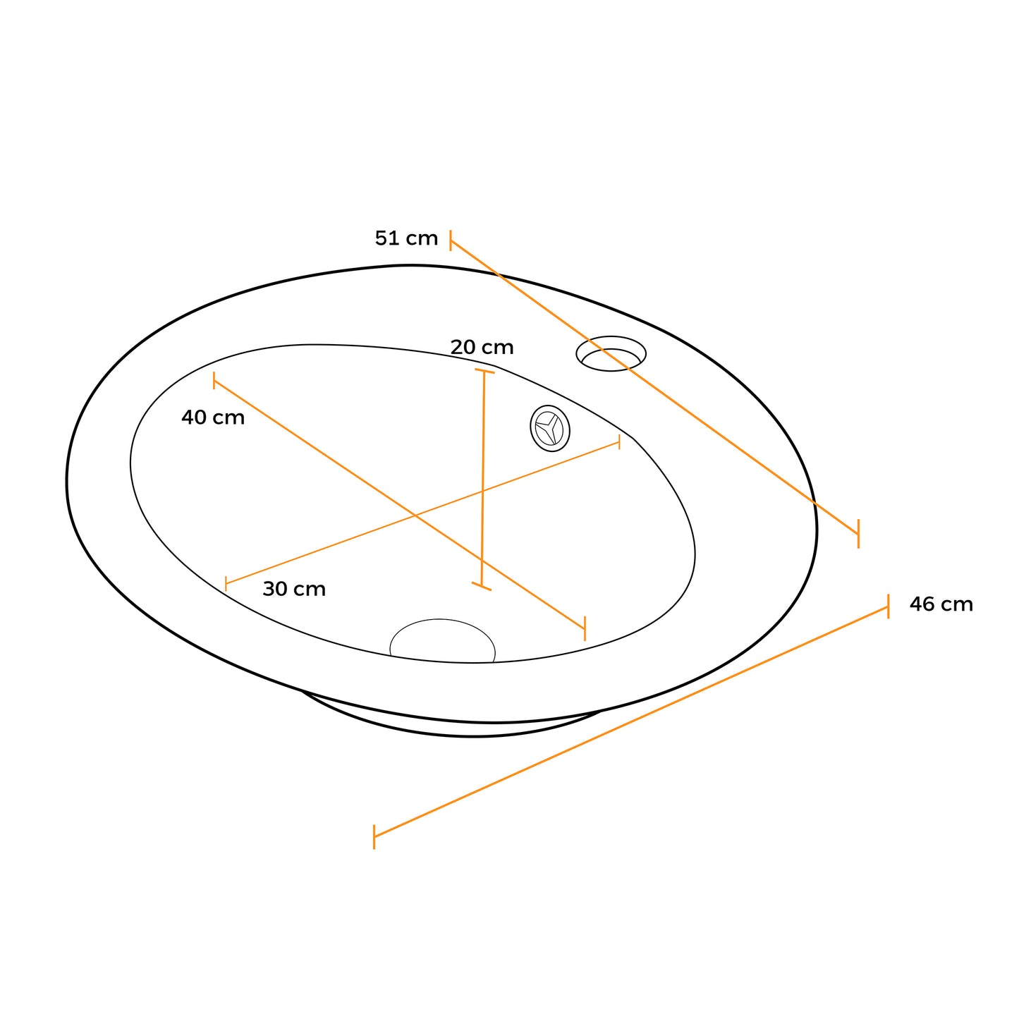 Ovalin P/Sobreponer Gemma (2112) Ovalado Blanco 510X460X190 - Fratelli