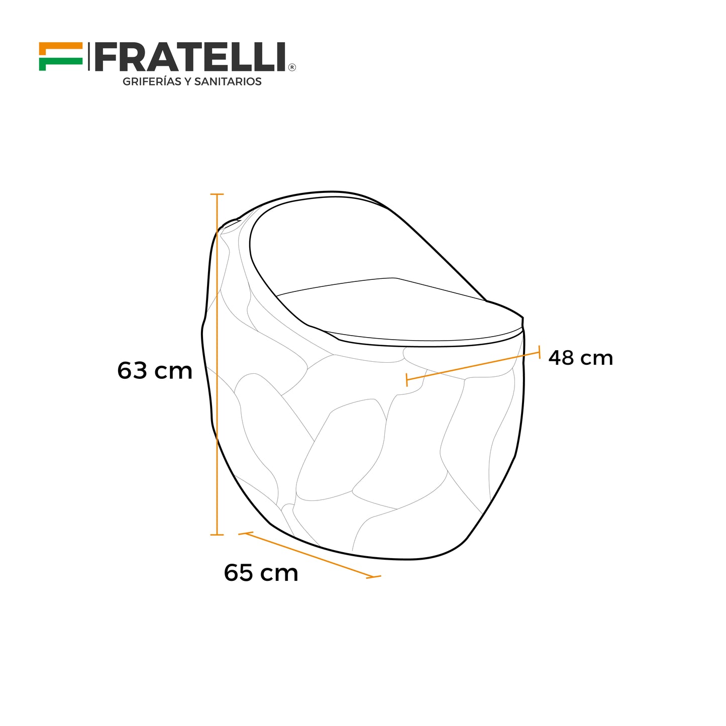 Inodoro One Piece Rocoso Gaia + Tapa Asiento Y Acces. Ovalado Blanco (650X480X630) - Fratelli Premium