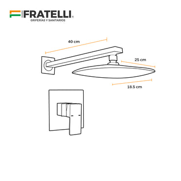 Mezcladora Monoc. Minimalista Canopla Cuadrada + Cabeza De Ducha 6012 Sands Bronce Black - Fratelli Premium