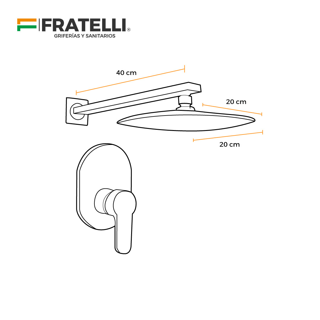 Mezcladora Monoc. Minimalista Canopla Ovalada +Cabeza De Ducha 6023 Sands Bronce Gun Grey - Fratelli Premium