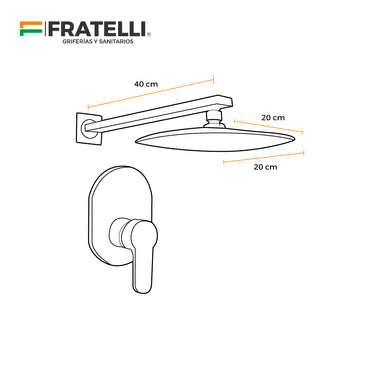 Mezcladora Monoc. Minimalista Canopla Ovalada +Cabeza De Ducha 6023 Sands Bronce Gun Grey - Fratelli Premium