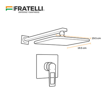 Mezcladora Monoc.Minimalista Canopla Cuadrada + Cabeza De Ducha Sexy Soul Bronce Black & Gold - Fratelli Premium