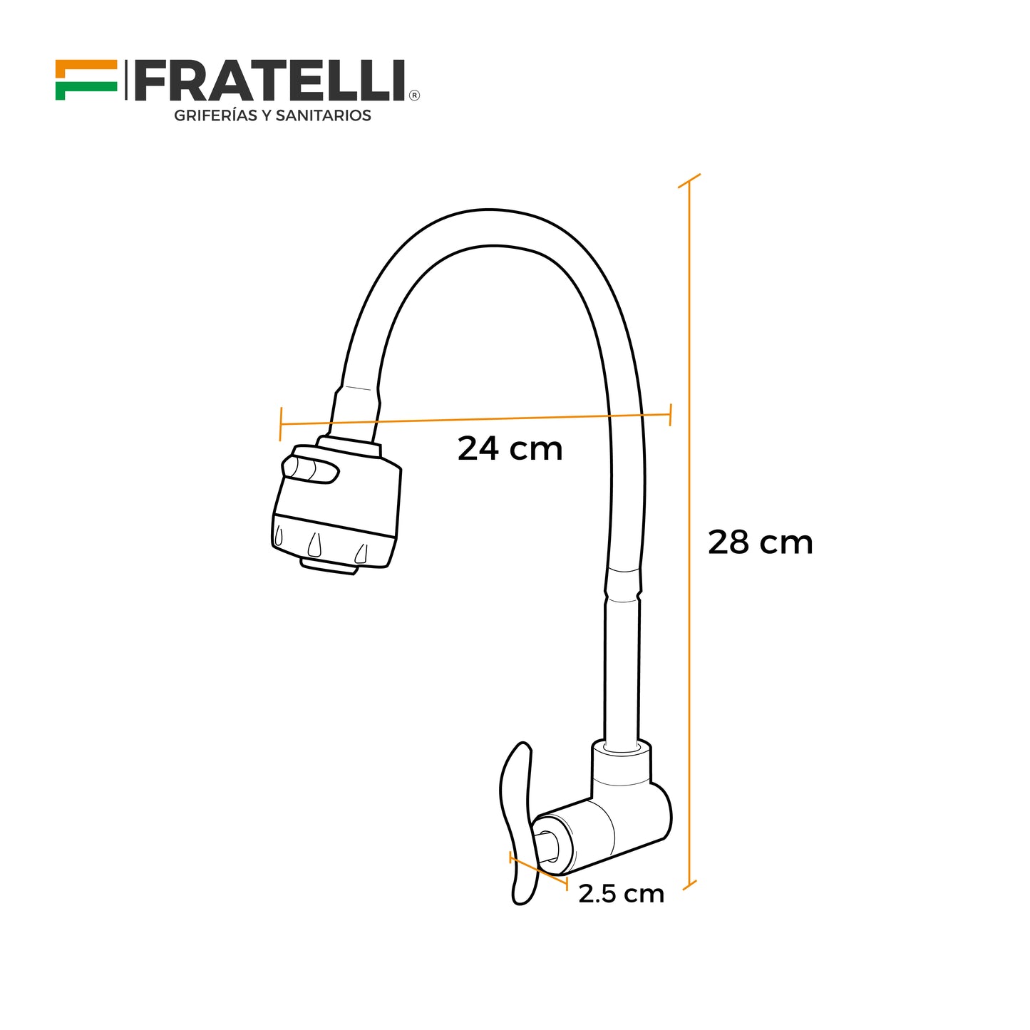 Llave P/Cocina A La Pared Sfna 4-P -Satinado -Fratelli