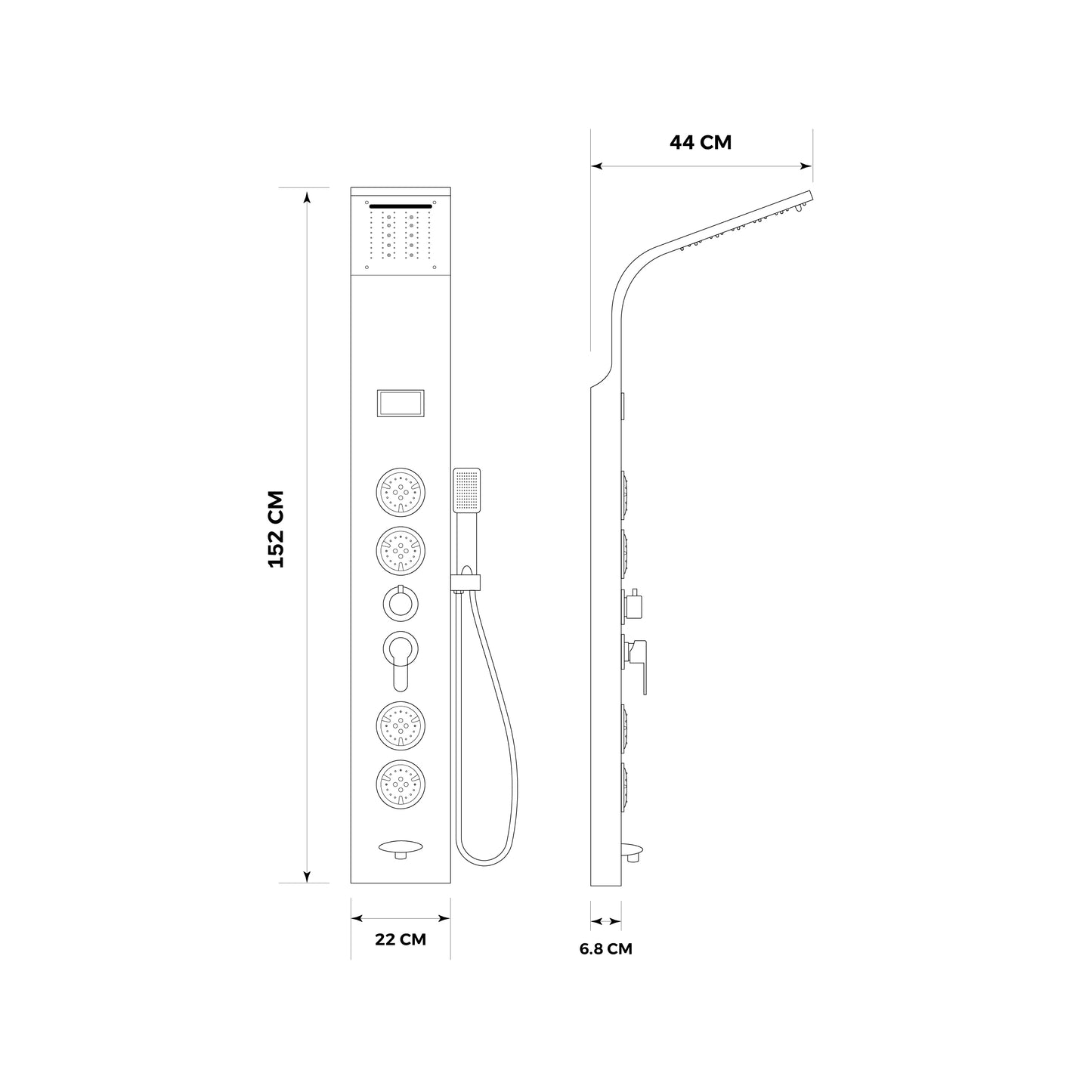 Panel De Ducha Inox Led Satin Gold Sk-8006 - Fratelli