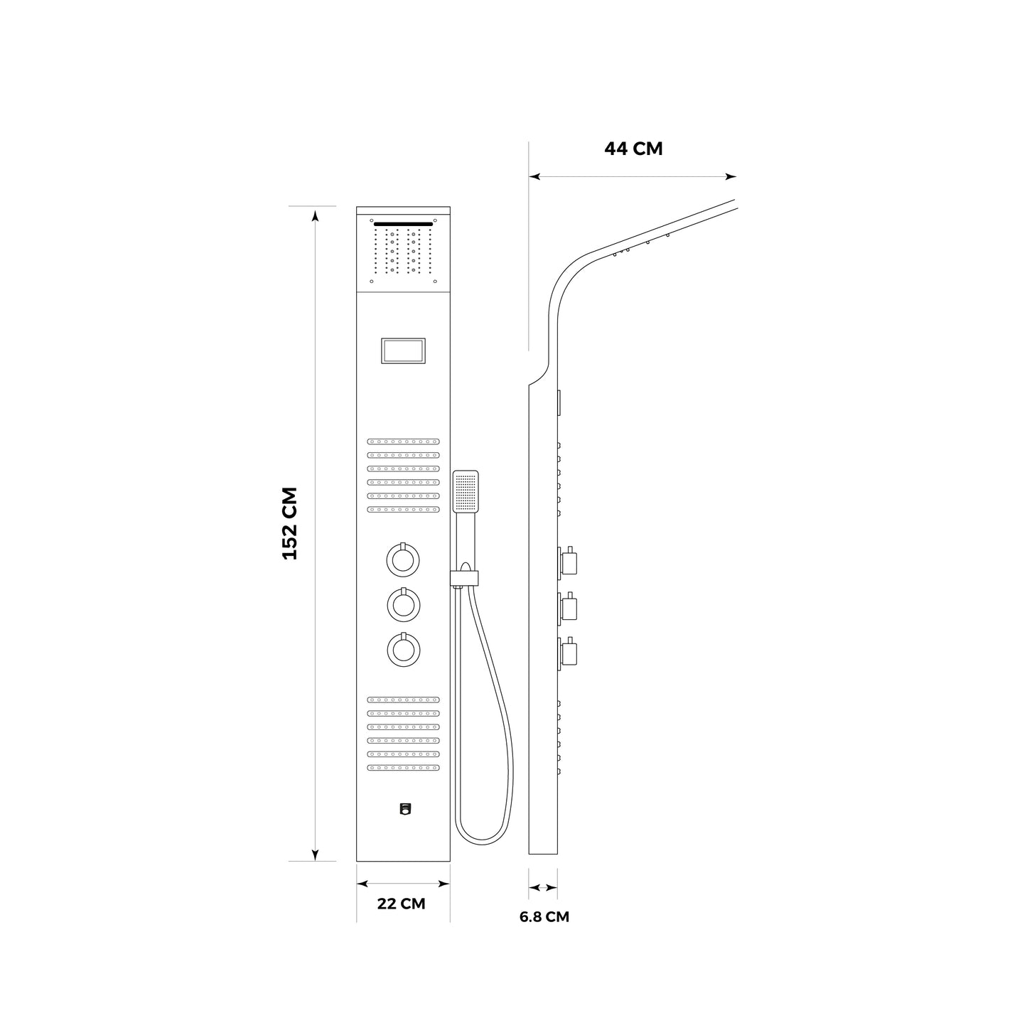 Panel De Ducha Inox Led Satinado Sk-8010 - Fratelli