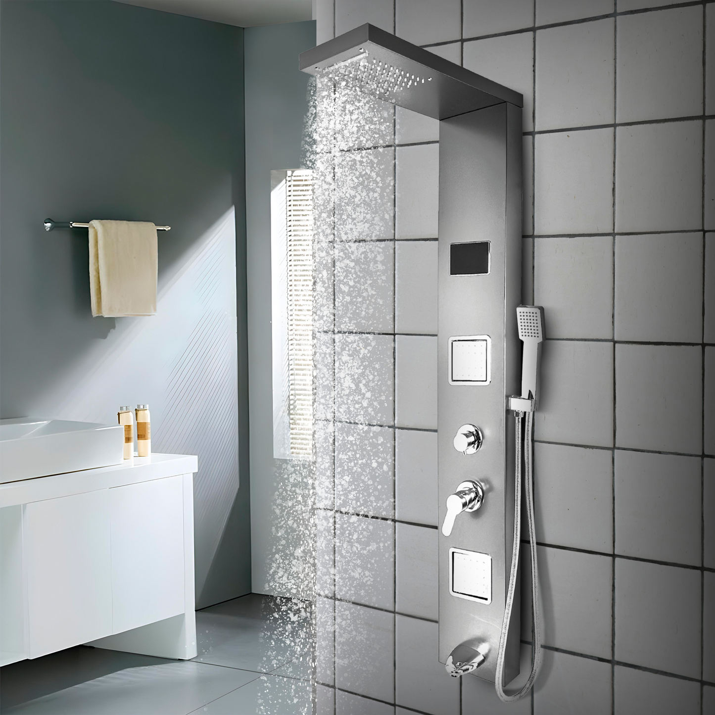 Panel De Ducha Inox Led Satinado Sk-8015 - Fratelli