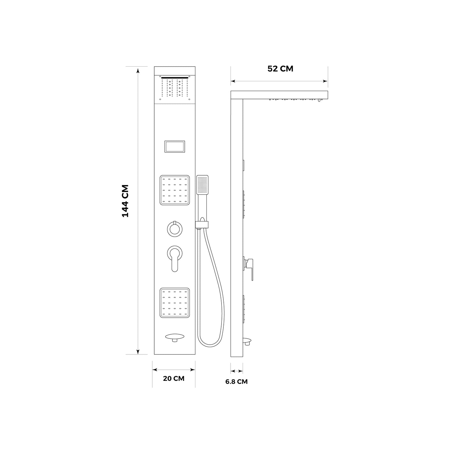 Panel De Ducha Inox Led Satinado Sk-8015 - Fratelli