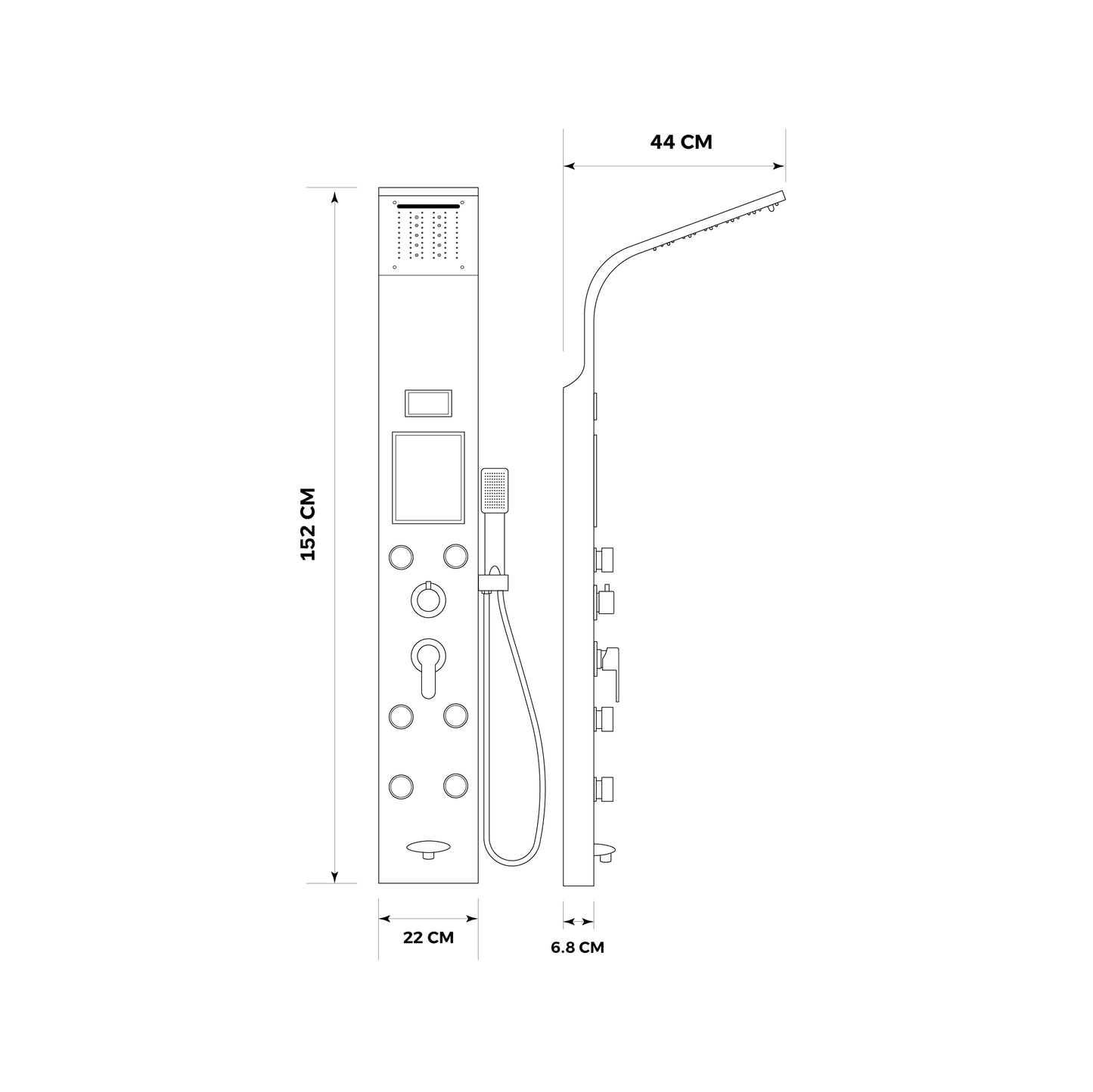 Panel De Ducha Inox Led Satinado Sk-8043 - Fratelli