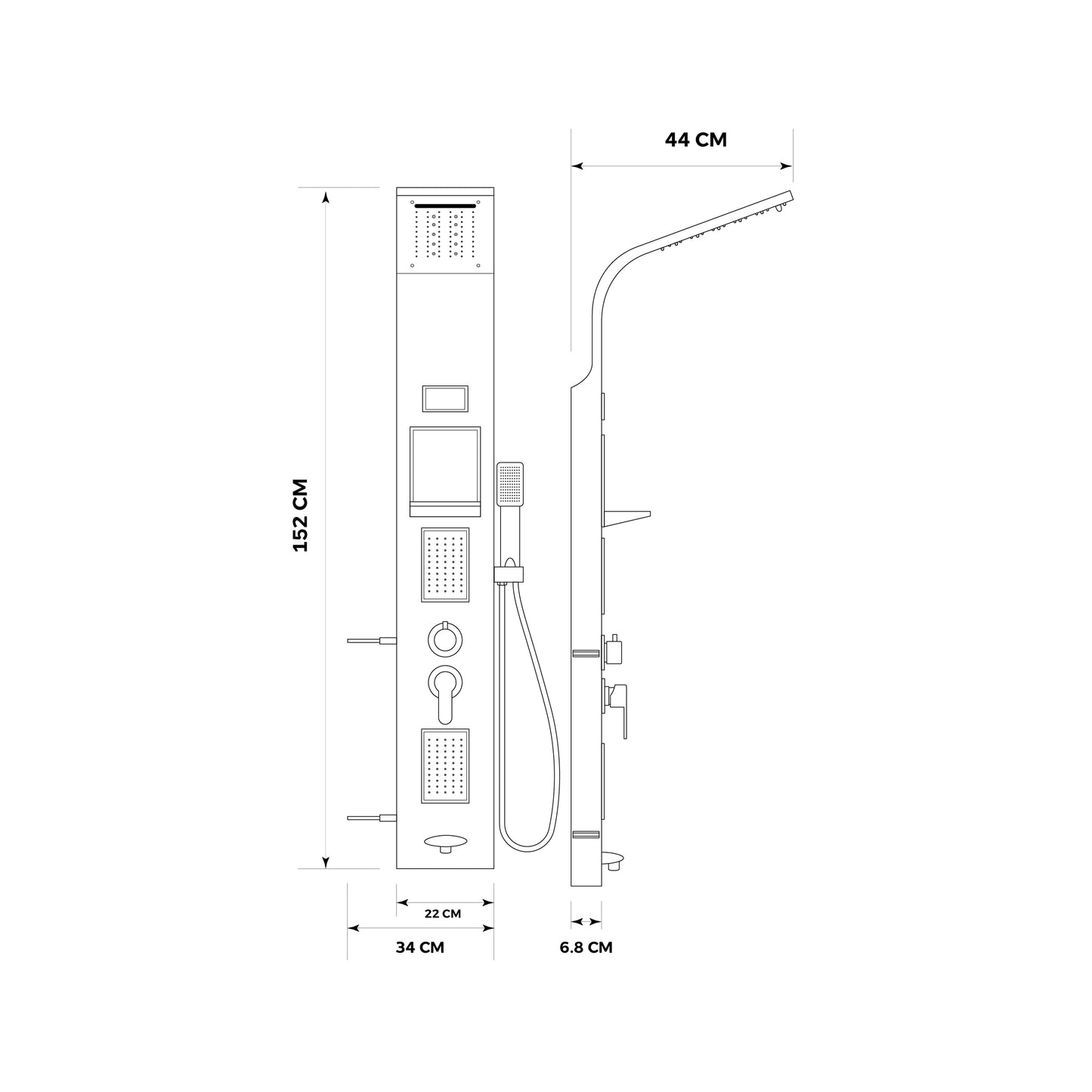 Panel De Ducha Inox Led C/Jabonera Satinado Sk-8051 - Fratelli
