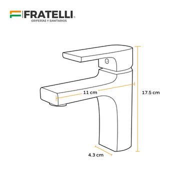 Mezcladora Monoc.P/Lavatorio (Bajo) Torino-1 Bronce Gun Grey - Fratelli Premium