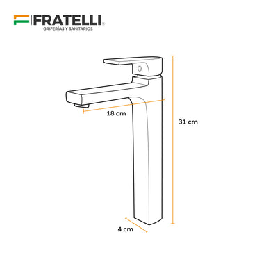 Mezcladora Monoc.P/Bowl (Alto) Torino-1 Bronce Cromado - Fratelli Premium