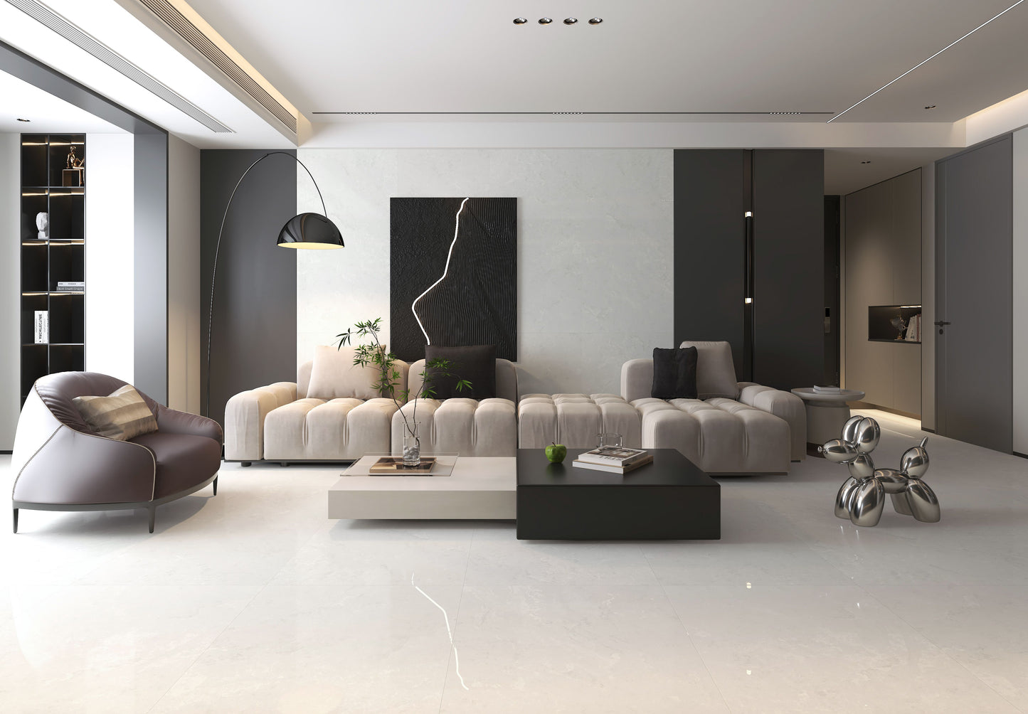 Porcelanato HPEBM1890019 Blanco claro Marmoleado