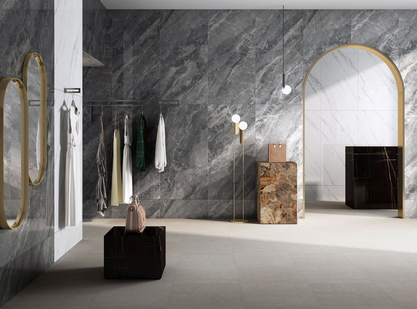 Porcelanato TPEBM157005 Gris Oscuro Marmoleado