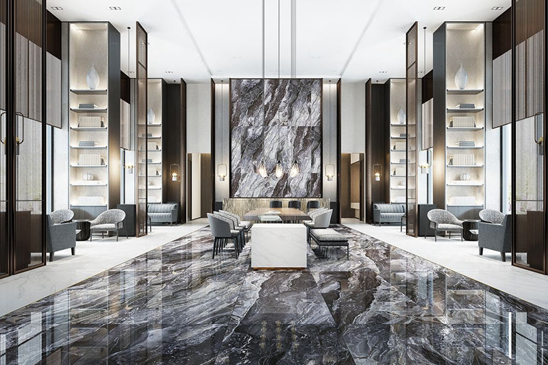 Porcelanato VPKG1890009 Negro-Gris Marmoleado