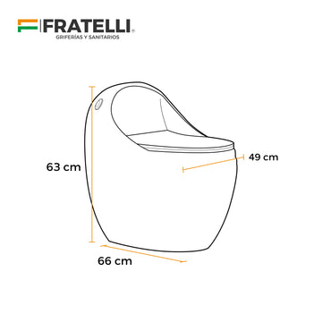 Inodoro One Piece Zeus + Tapa Asiento Y Acces. Ovalado Blanco (660X490X630) - Fratelli Premium