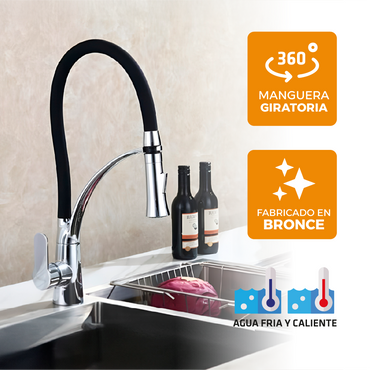 Mezcladora Monoc. P/Cocina Al Mueble Dallas-2 Bronce Cromado - Fratelli Premium