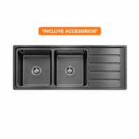 LAVADERO DOBLE POZA NANO BLACK FT - 120X50B - FRATELLI -  (NUEVO)