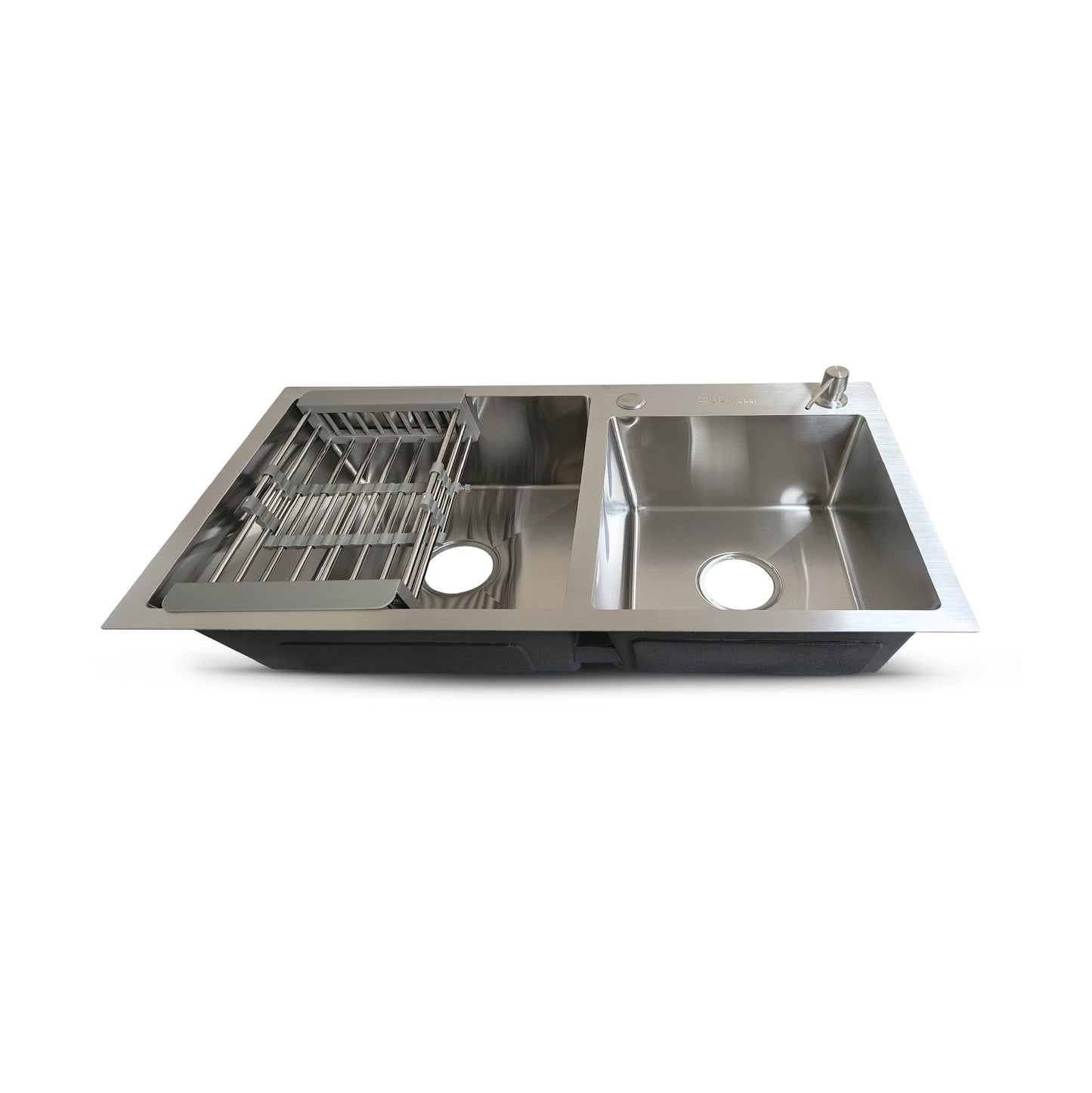 Prm-7843S Lavadero Prime De Acero Inox. Satinado Doble Poza C/Acces. 78X43X23Cm - Fratelli