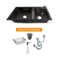 Prm-7843B Lavadero Prime De Acero Inox. Black Doble Poza C/Acces. 78X43X23Cm - Fratelli